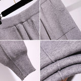 ZllKl  Fashionable Knitted Women's Clothing Popular Pants for Fat People This Year Loose Western Style Skinny Pants Korean Style Autumn and Winter New