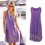Zllk  Cross-Border EBay European and American New Sleeveless Flower Print Loose Dress Dress 4019