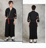 New Unisex Japanese Korea Style Medium Sleeve Cook Uniform Kimono Waiter Work Wear Chef Sushi Restaurant Overalls