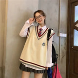 New 2021 Japanese Preppy Pullover Jk Sweater Loose Casual Long Sleeves Student Long-sleeved Knit V-neck Pullover School Uniform
