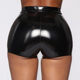 Women Faux Latex Leather Shorts Stretchy Slim High Waist Bodycon Biker Shorts Lady Skinny PU Casual Motorcycle Shorts New Custom