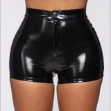 Women Faux Latex Leather Shorts Stretchy Slim High Waist Bodycon Biker Shorts Lady Skinny PU Casual Motorcycle Shorts New Custom