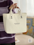 ZllKl  Canvas Solid Color Handbag Japanese Bento Mummy Office Worker Simple Contrast Color Fashion Carrying Bag Lunch Box