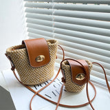 ZllKl  Niche Designer Bag New Fashion All-Match Trendy Straw Crossbody Beach Bag Small Size Earphone Bag