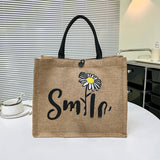 ZllKl  Tote Woven Tote Women's  New Hand-Painted Pattern Letter Tote Bag Canvas Bag Shopping Bag Handbag