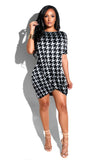 Zllk  FS59 跨境专供亚马逊欧美性感圆领连衣裙 短袖两色拼接女夜店裙