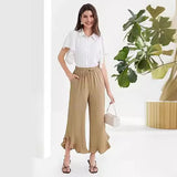 ZllKl  Popular Cross-Border  Temu European and American Summer Loose Casual Fashion Ruffled Bell-Bottoms Ankle-Length Pants Women