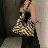 ZllKl  Factory Wholesale Generation Creative Hollow Straw Woven Bag Fashion All-Match Splicing Ethnic Style Beach Handbag