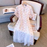 ZllKl  60.00 Kg-175.00 kg plus Size Women's Clothing Retro Girl Split Floral Dress Fat Mm Summer New Tea Dress