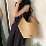ZllKl  Straw Large Capacity Bag Female Tote Bag  New Summer Casual Shoulder Big Bag Commuting Woven Bucket Bag