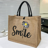 ZllKl  Tote Woven Tote Women's  New Hand-Painted Pattern Letter Tote Bag Canvas Bag Shopping Bag Handbag