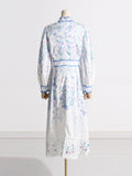 ZllKl  Style Vintage Court Style  Spring New Neckline Lace-up Flower Design Long Sleeve Flower Print Dress