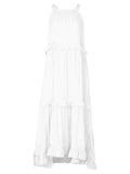 Zllk  European and American  Summer New Holiday Ruffled Long Dress  Wide Hem Flowy Beach Dress for Women