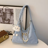 ZllKl  Advanced Texture Niche Commuter Pearl Chain One Shoulder Bag Female  Spring and Summer New All-Match Shoulder Tote Bag