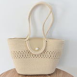 ZllKl  Large Capacity Women's Shoulder Bag Crossbody Hand-Held Tote Straw Woven Woven Bag Pearl Cotton Underarm Pleated Cloud Design