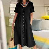 ZllKl  Spring and Summer  Cross Border  Independent Station EBay New Solid Color Loose High Waist Cotton and Linen Dress