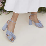 ZllKl  Dropshopping2022 Summer Open Toed Bow 40-47 High Heels Party Dress Wedding Women's Sandals