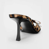 ZllKl  New Women's Shoes Bow Leopard Print High Heel Sandals Pointed Stiletto Mesh High Heel Sandals Women's Shoes Summer