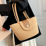 ZllKl  Large Capacity Women's Shoulder Bag Crossbody Hand-Held Tote Straw Woven Woven Bag Pearl Cotton Underarm Pleated Cloud Design