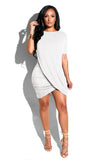 Zllk  FS59 跨境专供亚马逊欧美性感圆领连衣裙 短袖两色拼接女夜店裙