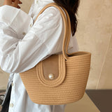 ZllKl  Large Capacity Women's Shoulder Bag Crossbody Hand-Held Tote Straw Woven Woven Bag Pearl Cotton Underarm Pleated Cloud Design