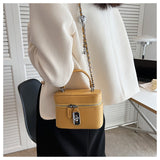 ZllKl  Women's Bag  Spring and Summer New Korean Style Fashion Shoulder Crossbody Small Square Bag Personalized Lock Textured Handbag