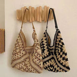 ZllKl  Factory Wholesale Generation Creative Hollow Straw Woven Bag Fashion All-Match Splicing Ethnic Style Beach Handbag