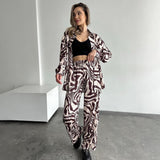 zllkl  European and American Women's Clothing Summer Wear a Set of Striped Shirt Outfit Women's Fashion Casual High Waist Trousers Two-Piece Set