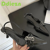 New High Heels Sandals Women Shoes Spring Summer Footwear Pointed Toe Party Ladies Shoes Fashion Buckle Strap Female Pumps