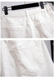 New Summer Plus Size Women Jeans Shorts For Women Large Size Black White Pocket Cotton Denim Shorts 3XL 4XL 5XL 6XL 7XL