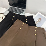 Autumn And Winter 100KG Fashion Woolen Wide Leg Shorts Plus Size Women's Casual High Waist Six Button Bootcut 1170