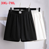 New 2022 Summer Plus Size Sports Shorts Women Large Size Loose Casual Wide Leg Black White Viscose Shorts 3XL 4XL 5XL 6XL 7XL