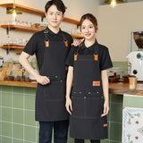 New Fashion Kitchen Aprons for Woman Men Chef Work Apron for Restaurant Bar Shop Cafes Beauty Nails Studios Uniform Custom Logo