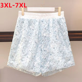 New 2022 Ladies Plus Size Basic Shorts For Women Large Size Floral Embroidery Lace Shorts 3XL 4XL 5XL 6XL 7XL