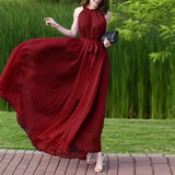 New Women Soft Chiffon Party Dress 9 Colors  Size 9 Halter Pleated Sleeveless Maxi Dress Womens Loose Clothing For Women