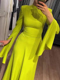 Uoozee 2024 Latest Style Fashion Solid Color Party Evening Dress Women Spring Summer Ruffle Sleeves Elegant A-Line Maxi Dresses