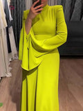 Uoozee 2024 Latest Style Fashion Solid Color Party Evening Dress Women Spring Summer Ruffle Sleeves Elegant A-Line Maxi Dresses