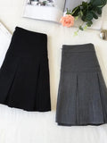 ZOKI Vintage Gray Pleated Skirt Women Kawaii High Waist Mini Skirts Korean Fashion School Uniform Harajuku Streetwear Spring