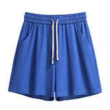 New  Ladies Summer Plus Size Sports Shorts For Women Large Loose Blue Wide Leg Thin Running Shorts 3XL 4XL 5XL 6XL 7XL