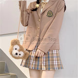 Women Students Spring Autumn Casual Blazers Khaki Japanese Long Sleeves Suit Jackets Coat High School DK JK Uniform