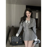 2024 japanese Jk uniform suit women's spring high waist sexy pleated skirt skirt three piece set vintage improved jk uniform set