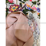 Vietnam niche design three-dimensional flowers embroidery dress one-line collar Slim thin wide halter dresses