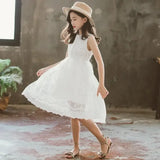 White Lace Dresses for Girls 2024 New Summer Beach Dress Embroidery Children Wedding Holiday Party Kids Clothes Casual Dresses