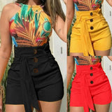 Hot Sale Women's Shorts High Waist Shorts Street Casual Shorts Solid Color Beach Women's Skinny Short Daily Life