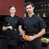 Free Logo Chef Waiter Uniform Short Sleeve Kitchen Restaurant Cook Chef Jaket Wear Shirt Breathable Barber Sushi Costumes coat