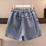 New  Summer Plus Size Women Jeans Shorts For Women Large Size Blue Pocket Cotton Denim Shorts 3XL 4XL 5XL 6XL 7XL