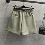 Plus Size Y2K PU Shorts For Women Loose Casual Elastic Waist Leather Mini Shorts Pant Female Large 3XL 4XL Clothing Free Ship