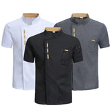 Stylish Men's Chef Jacket Restaurant Kitchen Cook Coat Waiter Uniform