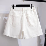 New Summer Plus Size Women Jeans Shorts For Women Large Size Black White Pocket Cotton Denim Shorts 3XL 4XL 5XL 6XL 7XL