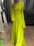 Uoozee 2024 Latest Style Fashion Solid Color Party Evening Dress Women Spring Summer Ruffle Sleeves Elegant A-Line Maxi Dresses